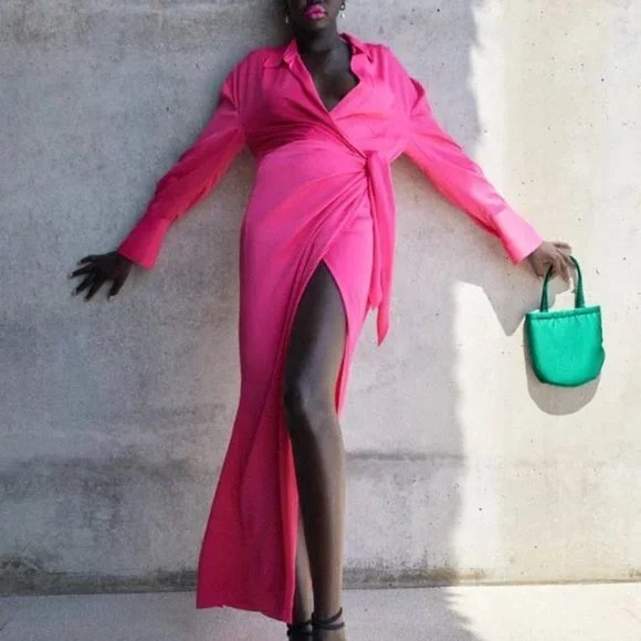 Zara Limited Edition Midi Shirt Dress Fuchsia - Picture 2 of 12